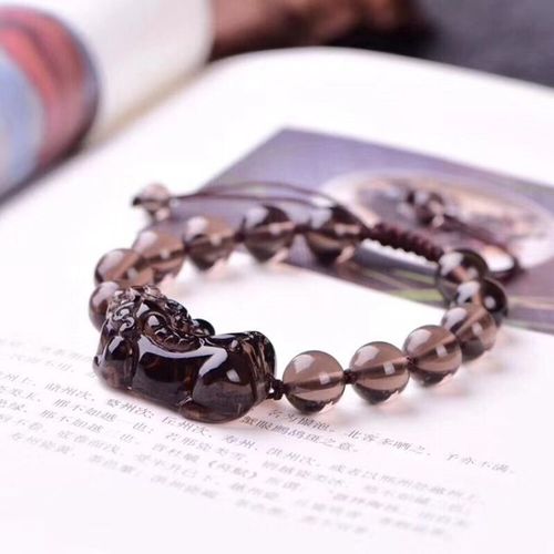 Bracelet De Perles En Cristal Gris, Pixiu Sculpté Manuellement 10mm 12mm, Bracelet De Perles En Jade, Bijoux