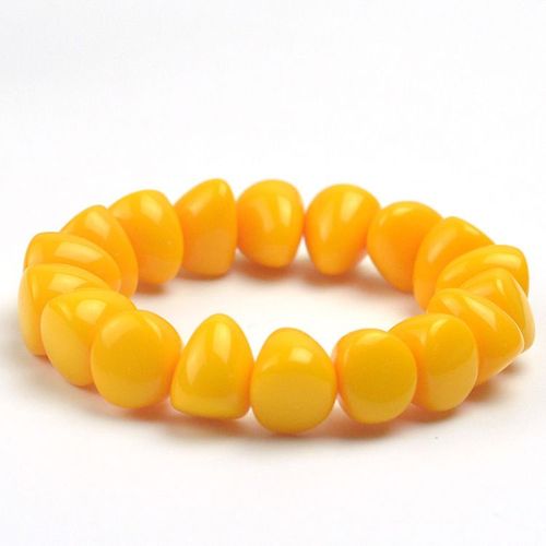 Bracelet Élastique En Perles De Cire D'abeille Jaune Pour Hommes Et Femmes, Bijoux De Méditation Mala, Cadeaux Porte-Bonheur, À La Mode Chinoise, 15*13mm, Nouveau