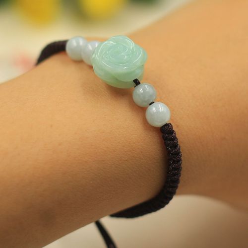 Bracelet En Perles De Rose Émeraude Naturelle, Réglable, Accessoires De Mode, Amulette Porte-Bonheur Sculptée À La Main, Bricolage