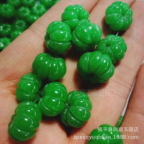 Bracelet De Perles De Citrouille En Jade Vert Séché Émeraude Naturelle, Bracelet Réglable, Accessoires De Bijoux, Amulette Porte-Bonheur Pour Homme, Sculpté À La Main, 5 Pièces