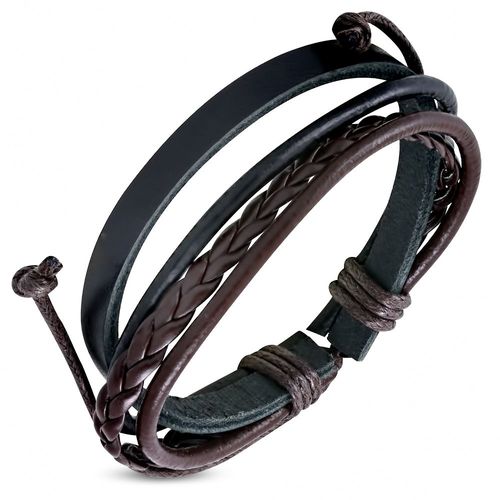 Zense - Bracelet Homme Mode En Cuir Et Avec Cordes Noires Et Marrons Zb0074
