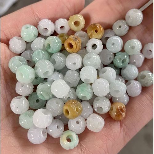 Bracelet En Perles D'émeraude Naturelle Pour Femmes, 10 Pièces, 10mm, Trois Couleurs, Bijoux Ajustables Bricolage Amulette Sculptée À La Main