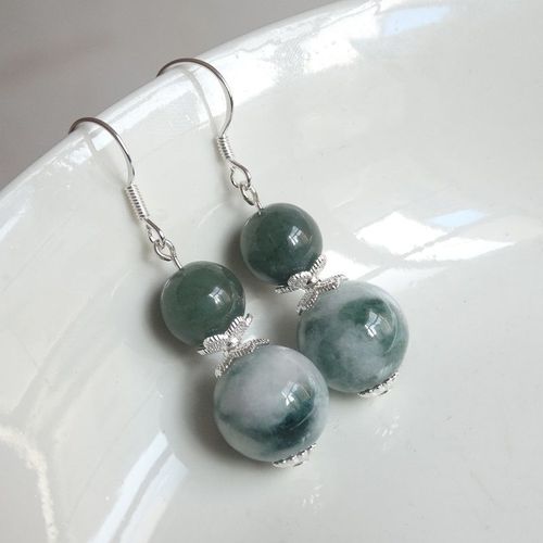 Boucles D'oreilles En Pierre Pour Femmes, Argent 925, Émeraude Naturelle, 10mm, Perle Verte, Jade, Perles Circulaires, Original, Bricolage À La Main, Accessoires, Bijoux
