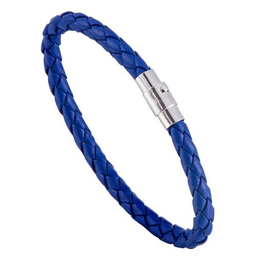 Zense - Bracelet En Cuir Tressé Pour Homme De Couleur Bleue Zb0257
