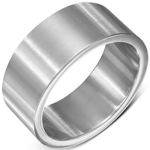 Zense - Bague Homme Large En Acier Inoxydable Argenté Mate Zr0103