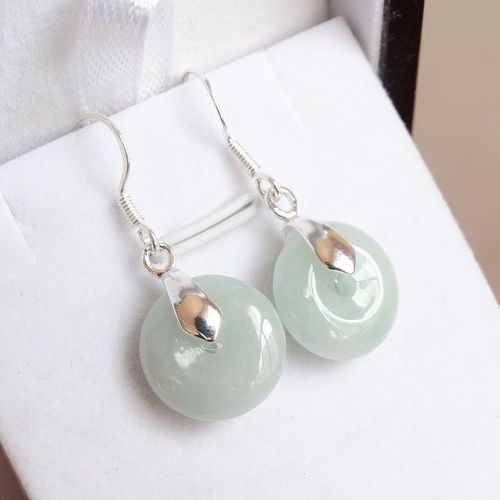 Boucles D'oreilles En Argent 925 Jade Émeraude Naturelle, Pendentifs Auto-Créés, Boucle De Sécurité, Bricolage À La Main, Accessoires, Cadeaux Pour Femmes, Bijoux Amulette