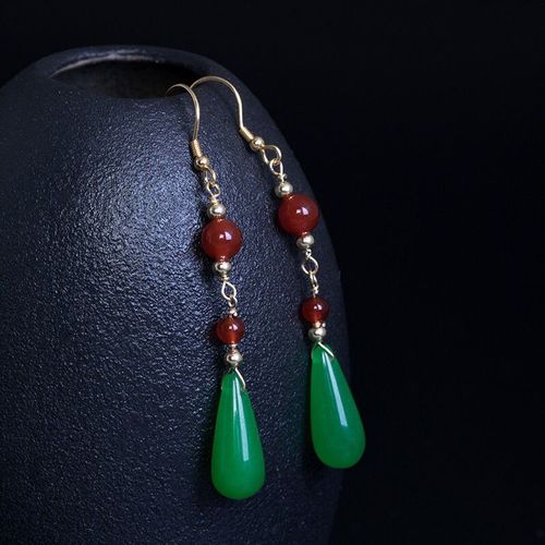 Boucles D'oreilles En Jade Vert Naturel, Goutte D'eau, Bricolage, Bijoux De Charme, Accessoires De Mode Sculptés À La Main Pour Homme Et Femme Ahd, Amulette Porte-Bonheur, Cadeaux