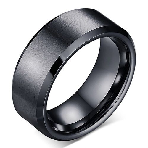 Zense - Bague Noire Brossée Pour Homme Zr0162