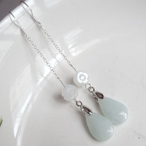 Boucles D'oreilles En Forme De Goutte D'eau Pour Femmes, Bijoux En Argent 925, Émeraude Naturelle, Jade Circulaire, Perles Originales, Bricolage À La Main, Accessoires, Cadeaux Porte-Bonheur