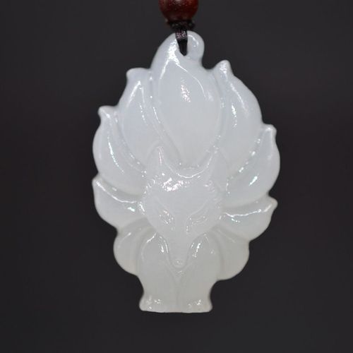 Collier Pendentif En Pierre Naturelle Du Xinjiang Pour Homme Et Femme, Amulette Porte-Bonheur Avec Chaîne, En Jade Blanc, Renard, Idée Cadeau