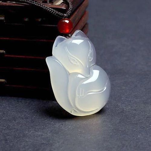 Pendentif En Agate Blanche Naturelle En Renard, Collier De Perles, Bijoux, Accessoires De Mode, Sculpté À La Main, Amulette Porte-Bonheur, Cadeau Pour Homme Et Femme
