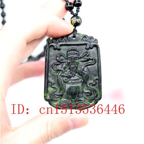 Pendentif En Jade Vert Et Noir Pour Homme, Collier Naturel Sculpté À La Main, Amulette, Cadeaux Porte-Bonheur, Chaîne De Chandail