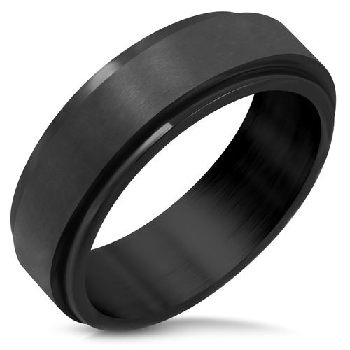 Zense - Bague Tournante Pour Homme De Couleur Noire Mate Zr0157