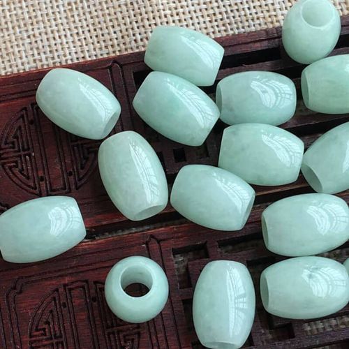Perles Elliptiques En Jade Naturel Émeraude, Accessoires De Bricolage, Bracelet À Breloques, Bijoux À La Mode, Sculpté À La Main, Amulette Porte-Bonheur, Cadeau, 10 Pièces
