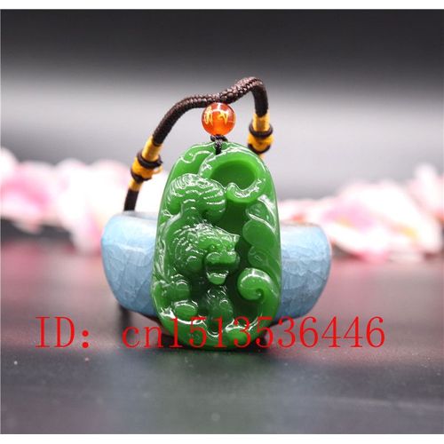 Collier Pendentif En Jade De Tigre Chinois Vert Naturel, Bijou À Breloque Sculpté À La Main, Amulette Porte-Bonheur À La Mode Pour Homme, Cadeaux