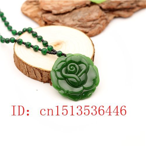 Pendentif En Jade Rose Sculpté, Perles Vertes Naturelles Chinoises, Bijoux En Jade, Amulette Porte-Bonheur À La Mode, Cadeaux Pour Femmes