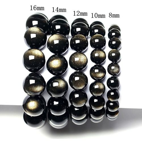 Bracelet En Obsidienne Noire Naturelle, Perles Rondes, Cadeaux Pour Femmes, 8-16mm