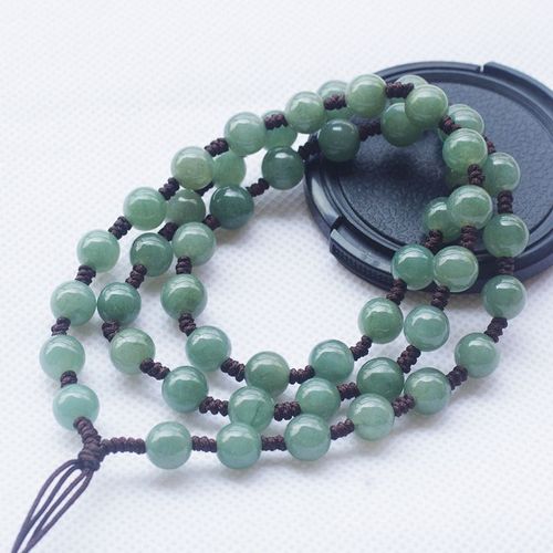 Collier En Perles D'émeraude Naturelle, Pendentif En Jadéite, Amulette Porte-Bonheur, Tricot À La Main, Cadeau Porte-Bonheur Pour Homme Et Femme, 5-6mm, Nouveau