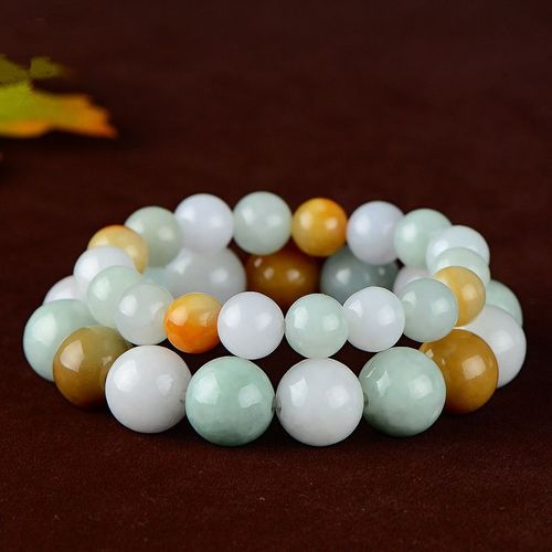 Bracelet Élastique En Jade Naturel, Bijou À Breloque, Sculpté À La Main, Émeraude Naturelle, Tricolore, 8-13mm, À La Mode, Cadeaux De Chance Pour Homme Et Femme, Amulette, Nouveau