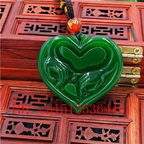 Pendentif En Jade Avec Coeur Sculpté, Collier Vert Naturel Chinois, Breloque, Bijoux À La Mode, Amulette Porte-Bonheur, Cadeaux Pour Femmes