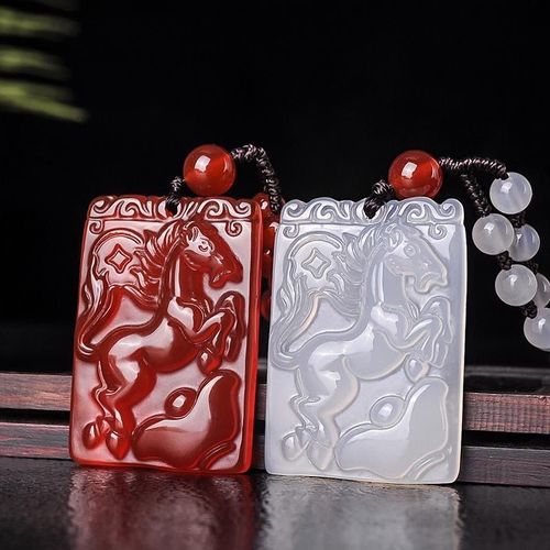 Pendentif Cheval En Agate Naturelle Sculptée En Jade, Collier Chinois, Bijoux À Breloques, Amulette À La Mode, Cadeaux Porte-Bonheur Pour Hommes Et Femmes, Chaîne De Pull