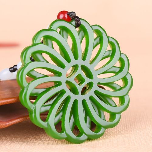 Collier En Jade Vert Chinois Pour Femme, Amulette Porte-Bonheur, Pendentif De Moulin À Vent, Bijoux, Accessoires De Mode Sculptés À La Main