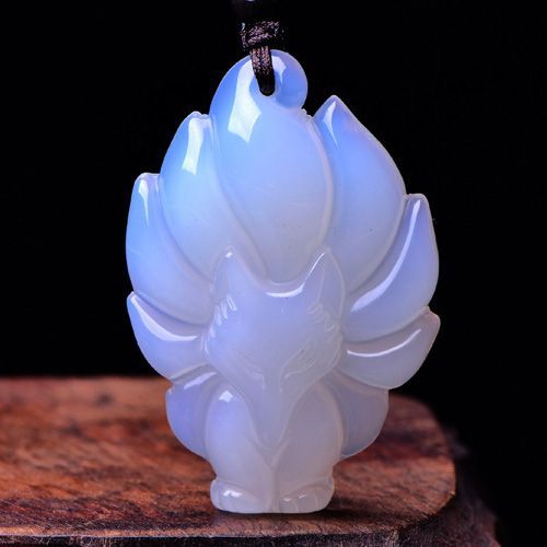 Collier Pendentif En Agate Naturelle Chinoise, En Jade, Renard À Sept Queues Sculpté À La Main, Bijoux De Détente Et De Guérison, Cadeau Pour Femmes Et Hommes, Corde Gratuite
