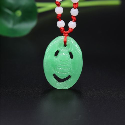 Pendentif En Jade Émeraude Naturelle Sculpté À La Main, Avec Visage Souriant, Accessoires, Collier, Bijoux Pour Homme Et Femme, Amulette, Cadeaux Porte-Bonheur