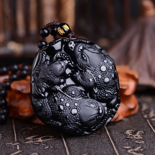 Obsidienne Naturelle Trois Pieds, Pendentif De Crapaud Doré, Collier, Breloque, Bijoux, Accessoires De Mode, Amulette Sculptée À La Main, Cadeau De Chance Pour Homme