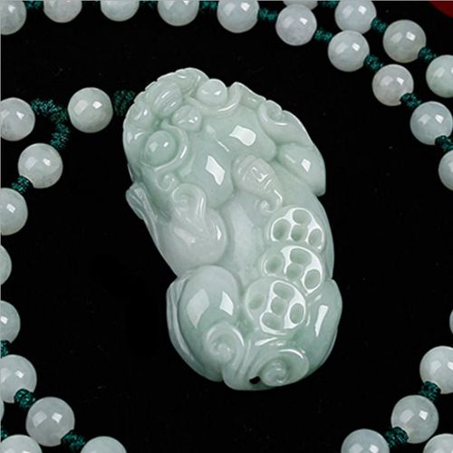 Pendentif En Jade Pixiu Émeraude Naturelle, 1 Pièce, Collier De Perles, Bijoux De Charme, Sculpté À La Main, À La Mode, Cadeaux De Chance Pour Homme Et Femme, Amulette, Nouveau