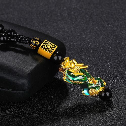 Collier En Agate Noire, Perles Shajin Pixiu En Or, Pendentifs Réglables, Bijoux Tricotés À La Main, Amulette Bricolage, Cadeaux Pour Femmes, Porte-Clés