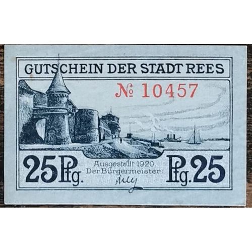 Billet Allemagne 25 Pfennig 1922 Rees Stadt Gra R14,2