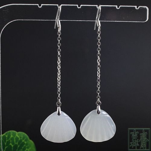Boucles D'oreilles En Forme De Coquille D'agate Blanche Naturelle Incrustée D'argent 925, Original, Bricolage À La Main, Accessoires, Perle Verte, Cadeau Pour Femmes, Bijoux En Pierre