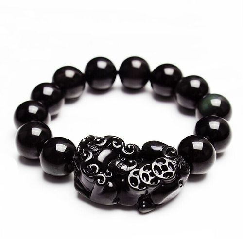 Bracelet En Obsidienne De Jade Pixiu, Perles Naturelles, Bijoux De Mode, Breloque, Accessoires, Sculpté À La Main, Amulette Porte-Bonheur, Cadeaux Pour Femmes