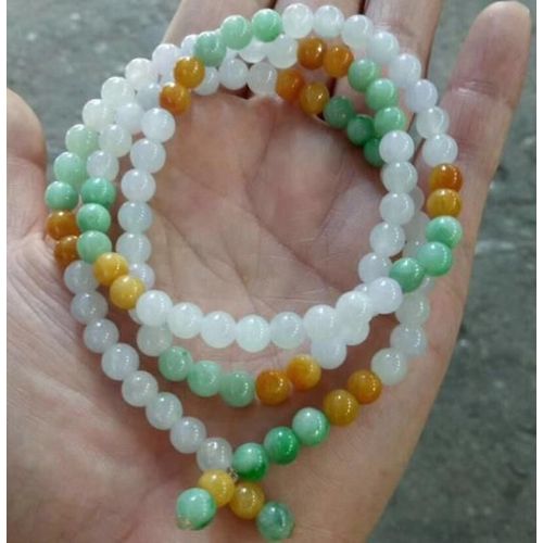 Bracelet En Émeraude Naturelle Tricolore 108 Perles, Réglable, Breloque, Bijoux, Accessoires De Mode, Amulette Sculptée À La Main Pour Homme Et Femme