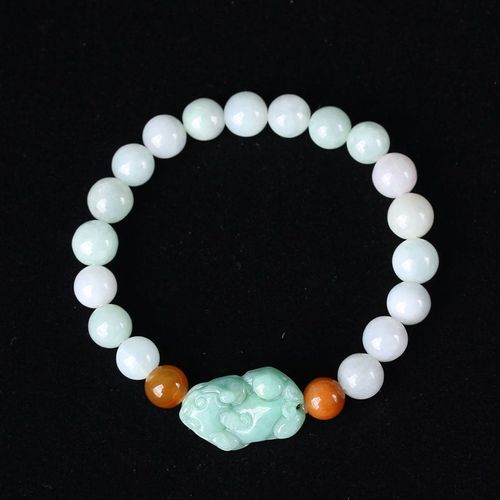 Bracelet En Perles Émeraude Naturelle, 10mm, Réglable, Breloque, Bijoux, Accessoires De Mode, Amulette Sculptée À La Main Pour Homme Et Femme