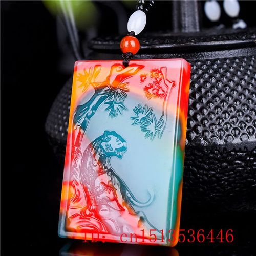 Collier En Perles De Tigre En Jade Coloré Naturel, Pendentif, Bijoux, Accessoires De Mode, Sculpté À La Main, Amulette, Chaîne De Pull Pour Homme Et Femme