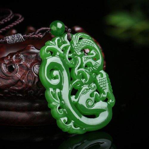 Collier Pendentif Vert Dragon Phoenix Jade, Bijoux À La Mode, Amulette Porte-Bonheur Pour Femmes Et Hommes, Chaîne De Pull