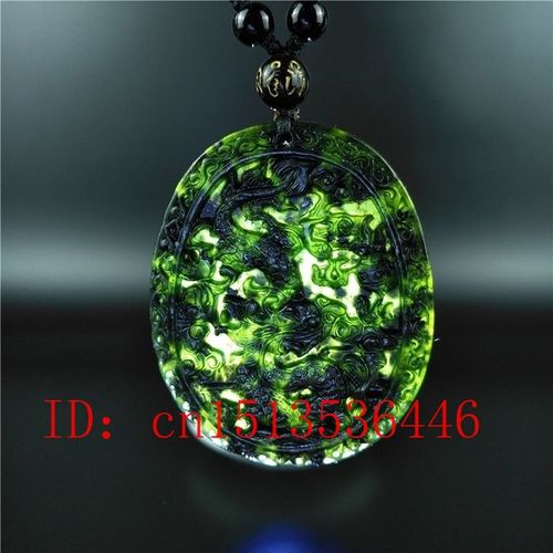 Collier Pendentif Dragon En Jade Naturel, Sculpté À La Main, Amulette Porte-Bonheur Pour Homme Et Femme, Chaîne De Pull, Certifié Chinois, Noir, Vert, Q85