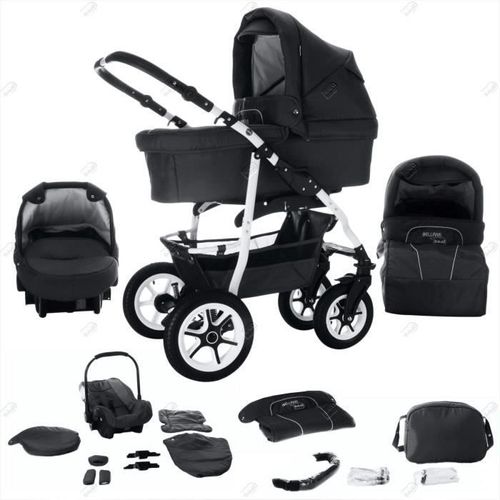 Bebebi | Modèle Bellami | 3 In 1 Poussette Canne | Poussette Combinée | Roues Moussant Bellanero