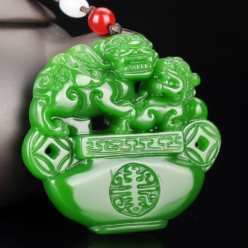 Collier Pendentif Argent Jade Vert Mère Enfant, Sculpture À La Main, Amulette À La Mode, Cadeaux Porte-Bonheur Pour Hommes, Chaîne De Pull