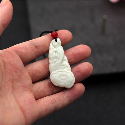Pendentif En Jade De Tigre Sculpté, Pierre Blanche Naturelle, Collier Ruyi, Breloque, Bijoux Porte-Bonheur, Amulette Pixiu, Cadeaux Pour Femmes