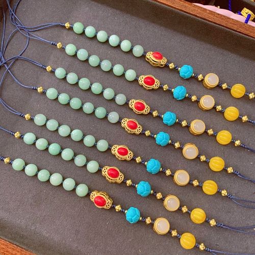 Bracelet En Perles De Jade Naturel Pour Femme, Amulette Sculptée En Émeraude, Bijoux À Breloques, Accessoires De Mode, Diy