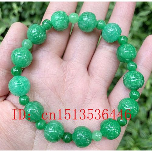 Bracelet En Perles De Lotus Vert Jade Naturel 12mm, Réglable, Accessoires De Mode, Bricolage, Amulette Porte-Bonheur Sculptée À La Main Pour Femme