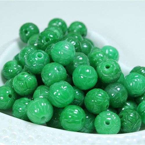 Amulette Porte-Bonheur En Jade Naturel, 5 Pièces, Perles De Lotus Émeraude, Accessoires De Bricolage, Bracelet À Breloques, Bijoux À La Mode, Sculpté À La Main Pour Homme Et Femme