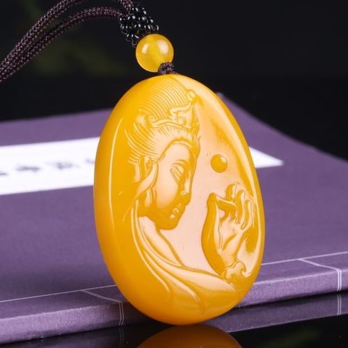 Collier Pendentif En Jade Chinois Jaune Guanyin, Bijoux, Accessoires De Mode, Sculpté À La Main, Amulette Porte-Bonheur Pour Homme Et Femme, Chaîne De Pull