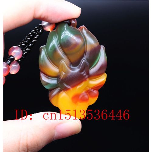 Collier Pendentif En Renard Jade Coloré Chinois, Bijoux Sculptés À La Main, Relaxation, Guérison, Cadeau Pour Femmes Et Hommes, Corde Gratuite