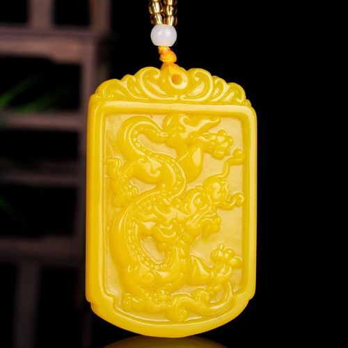 Collier Pendentif Dragon Du Zodiaque En Jade Jaune, Bijou Chinois Sculpté À La Main, Relaxant, Guérison, Cadeau Porte-Bonheur Pour Femmes Et Hommes, Corde Gratuite