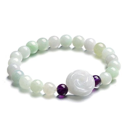 Bracelet En Jade Naturel Émeraude 8mm, Perles Rose, Réglable, Breloque, Bijoux, Accessoires De Mode, Sculpté À La Main, Amulette Porte-Bonheur Pour Homme
