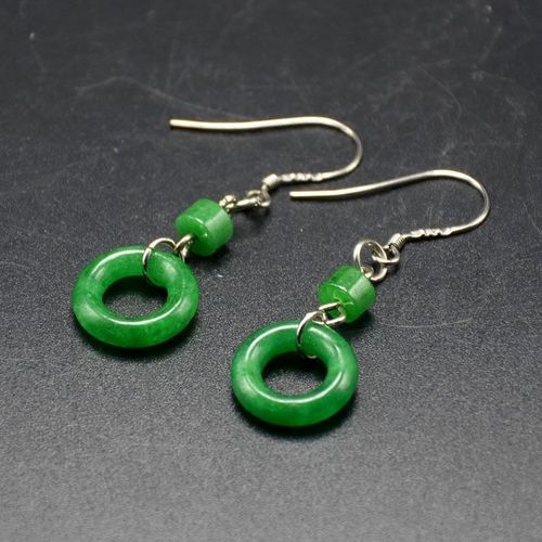 Boucles D'oreilles En Jade Vert Naturel, Émeraude, Perles Porte-Bonheur, Accessoires De Mode, Bricolage Sculpté À La Main, Amulette, Cadeaux Pour Femmes
